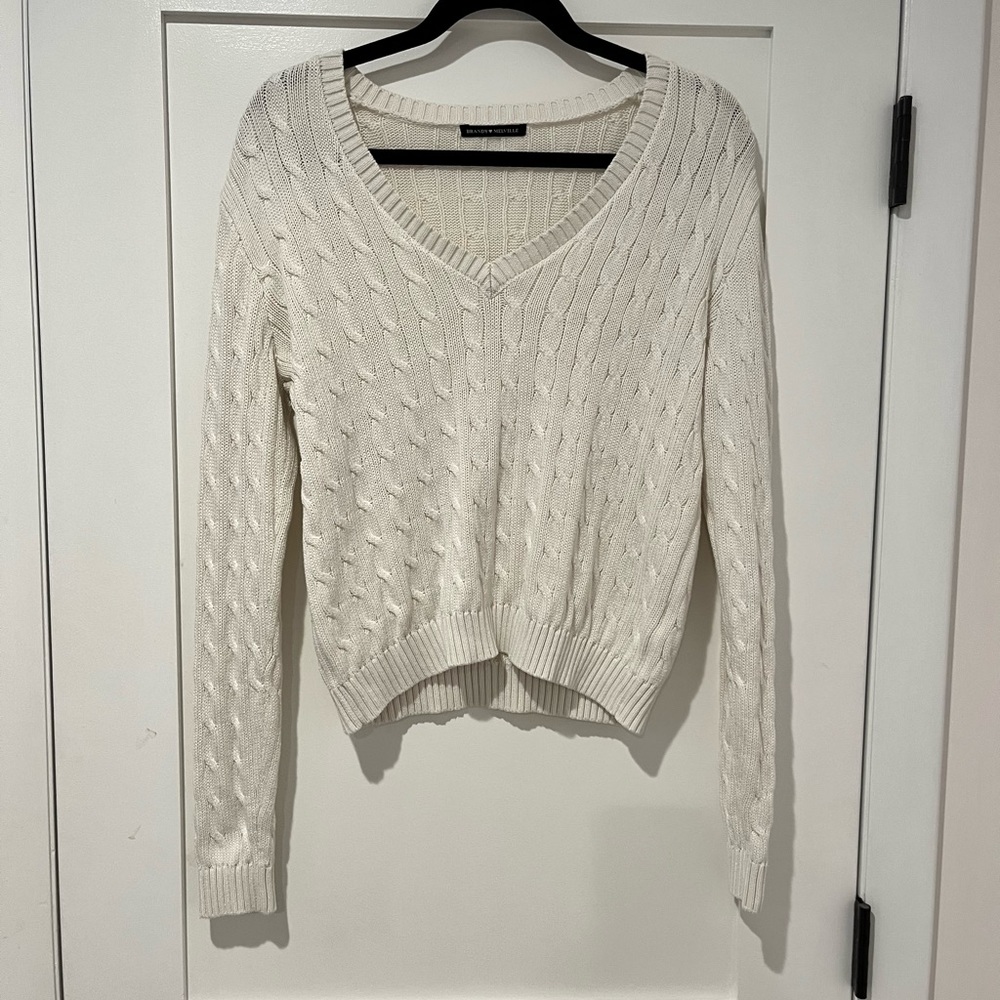 White cable sweater Brandy Melville